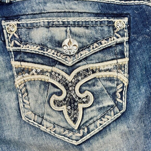 Rock Revival Jeans Skinny Stacey Distressed Low Rise Glittered Women's Size 28 - Picture 14 of 14
